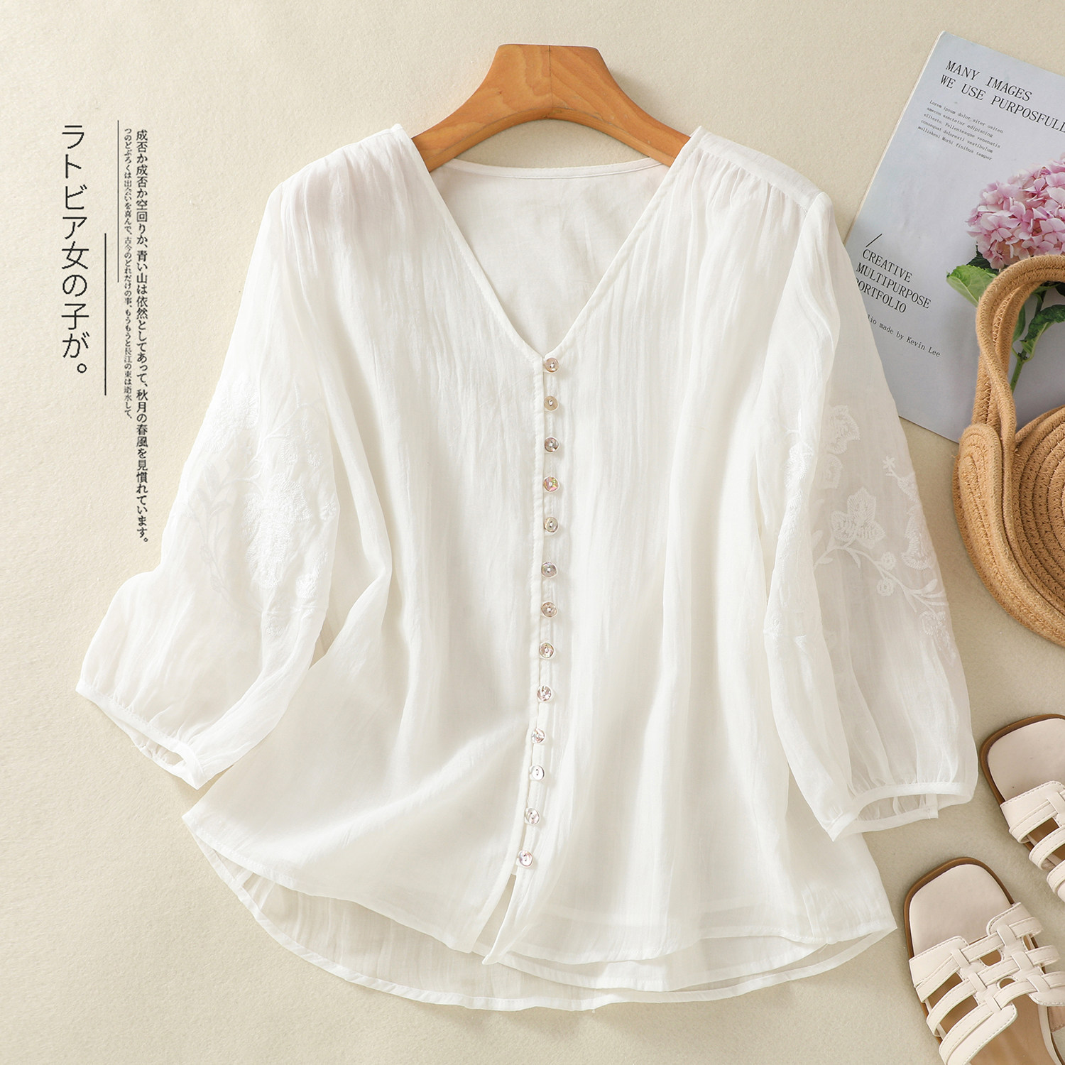 2025新款妈妈夏装轻薄棉麻衬衫