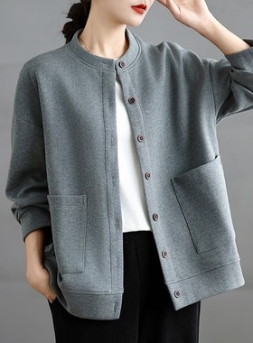 妈妈高端灰色即墨卫衣外套女2025新款爆款大气上档次洋气开衫上衣