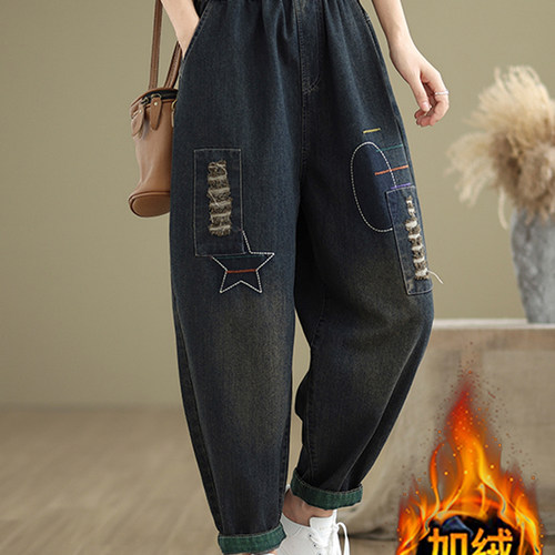 小个子休闲牛仔裤女秋冬季加绒