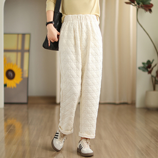 宽松直筒哈伦裤 胖mm高腰显瘦爆款 子 夹棉加厚女士棉裤 2025秋冬新款