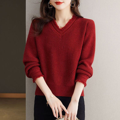 红色毛衣女内搭秋冬加厚保暖2025