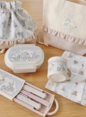 现货 日本cottoli小木马水壶饭盒筷子勺叉套装冷水壶直饮水杯儿童