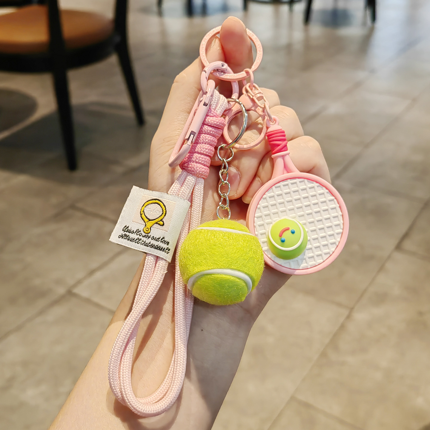 创意网球拍钥匙扣书包挂件运动体育小礼品网球男女情侣书包钥匙链