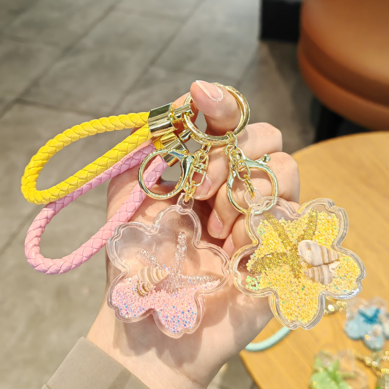 入油海洋花朵钥匙扣女