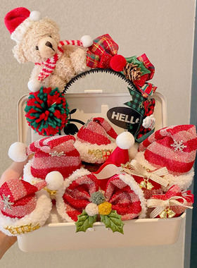 圣诞节日红色帽子发箍女2025新款精致感毛绒发夹头饰头箍发卡发饰