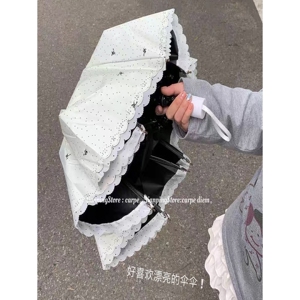 蕾丝伞波浪边晴雨伞禁欲系波点黑胶防雨遮阳晴雨两用伞防紫外线