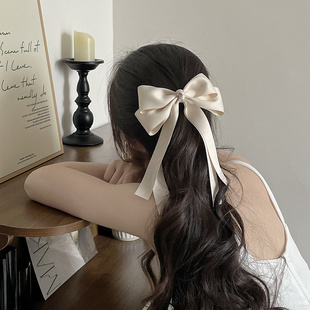 日韩新款蝴蝶结弹簧夹发夹飘带气质高级感头饰品后脑勺发卡女