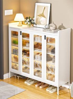 232024新款钢制大容量鞋柜家用门口多层鞋架防尘收纳储物柜省空间