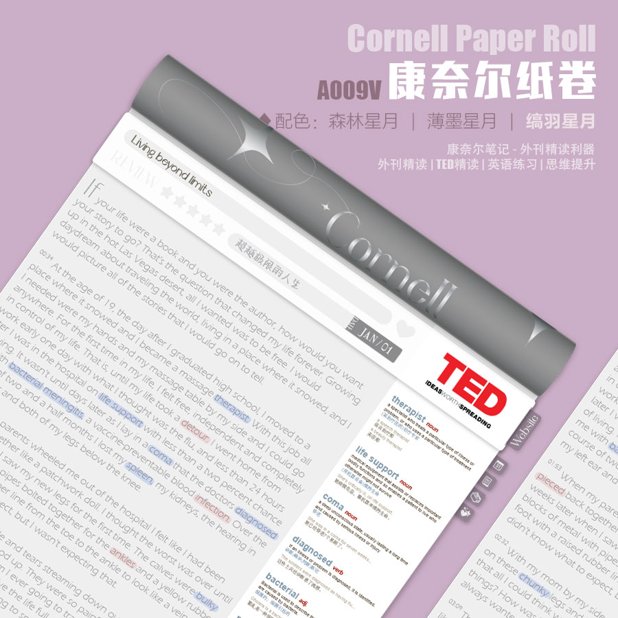 康奈尔纸卷 缟羽星月 |  外刊精读康奈尔笔记TED演讲英语练习精读