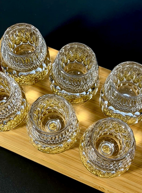 钻石金箔烈酒酒具创意一口杯分酒器套装子弹杯小号高档水晶玻璃