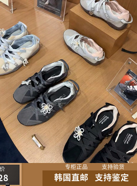 韩国rockfish weatherwear新款鞋花时尚交叉绑带拼色芭蕾鞋单鞋