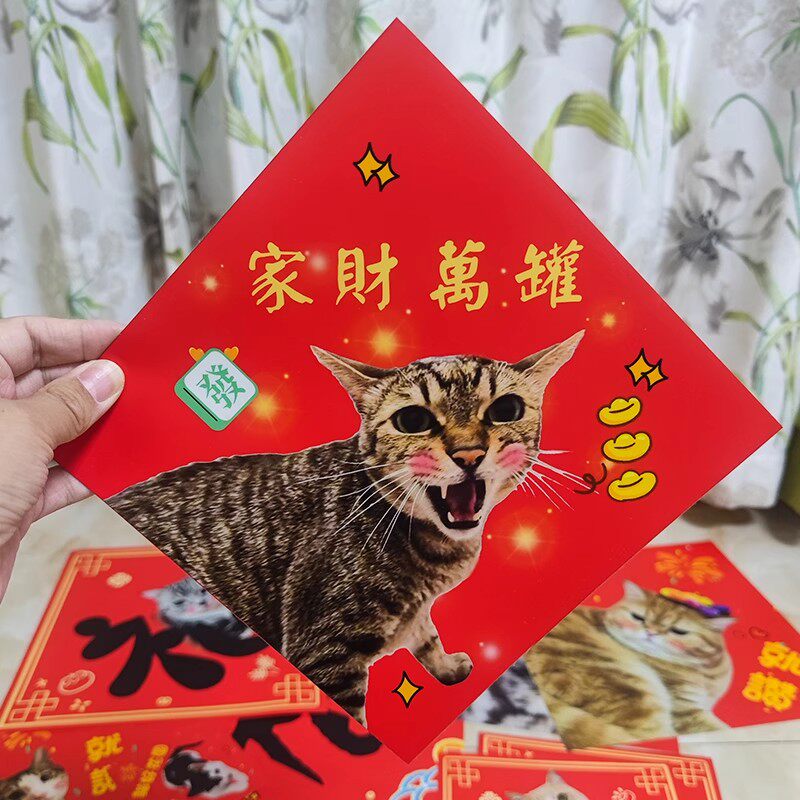 宠物挥春定制港版利是封2026创意订制猫狗挥春自制春节小对联福字