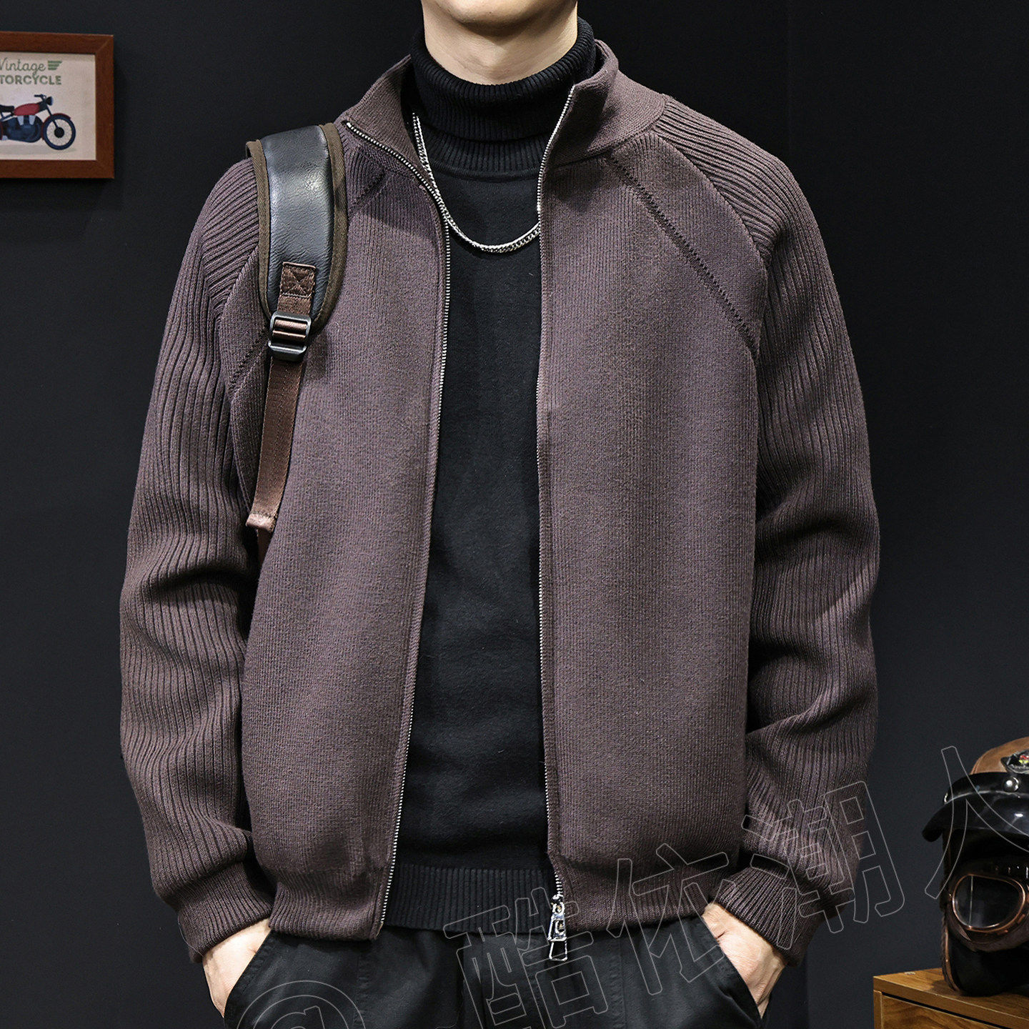 半高领针织毛衣保暖白鸭羽绒服男士外套2026秋冬新款休闲高端大码