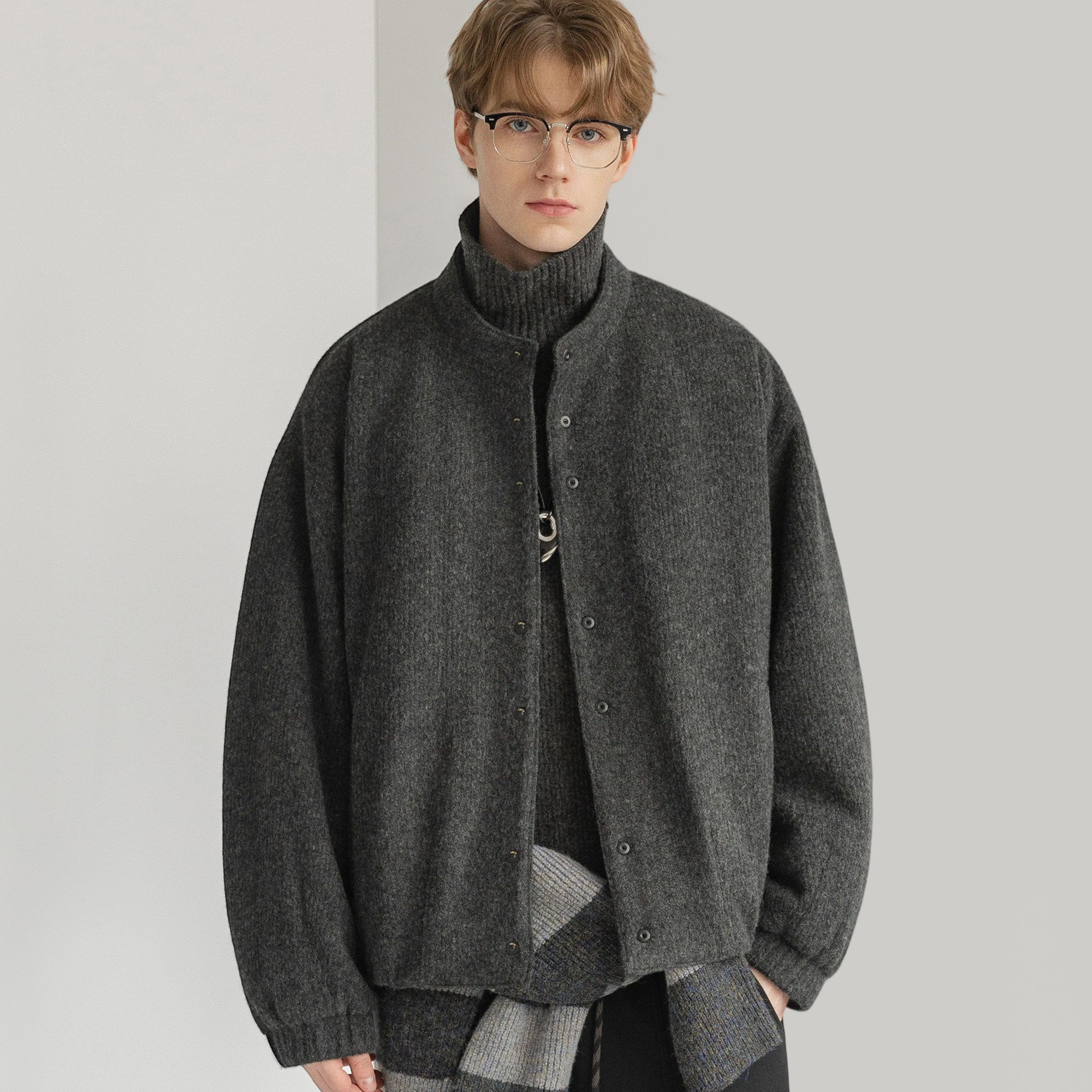 D7K夹克羽绒服26冬装新款白鸭绒填充立领简约风保暖羽绒外套男装