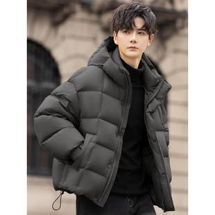 男士新款轻薄羽绒服泡芙短款连帽高充绒量面包服90绒外套冬季加厚