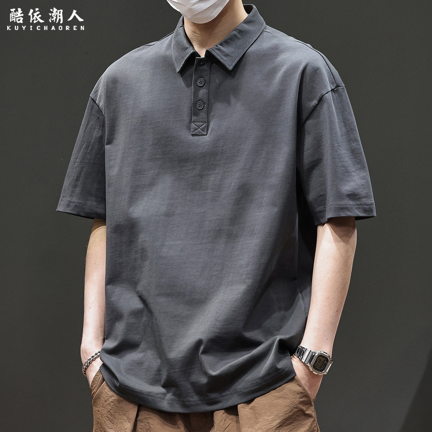 美式纯棉翻领POLO衫男士短袖T恤夏季2026新款宽松加大码潮流衣服