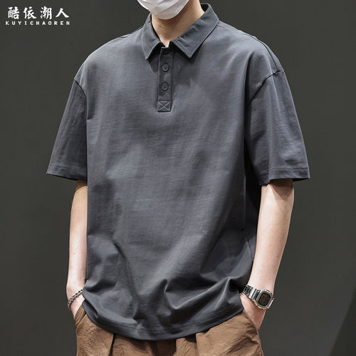 美式纯棉翻领POLO衫男士短袖T恤夏季2026新款宽松加大码潮流衣服
