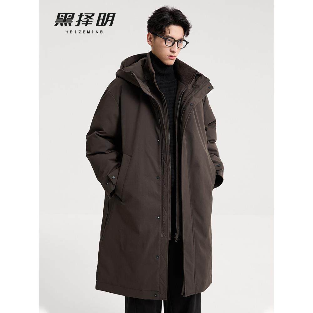 【90绒子】男士风衣式羽绒服25冬季新款保暖中长款连帽假两件外套