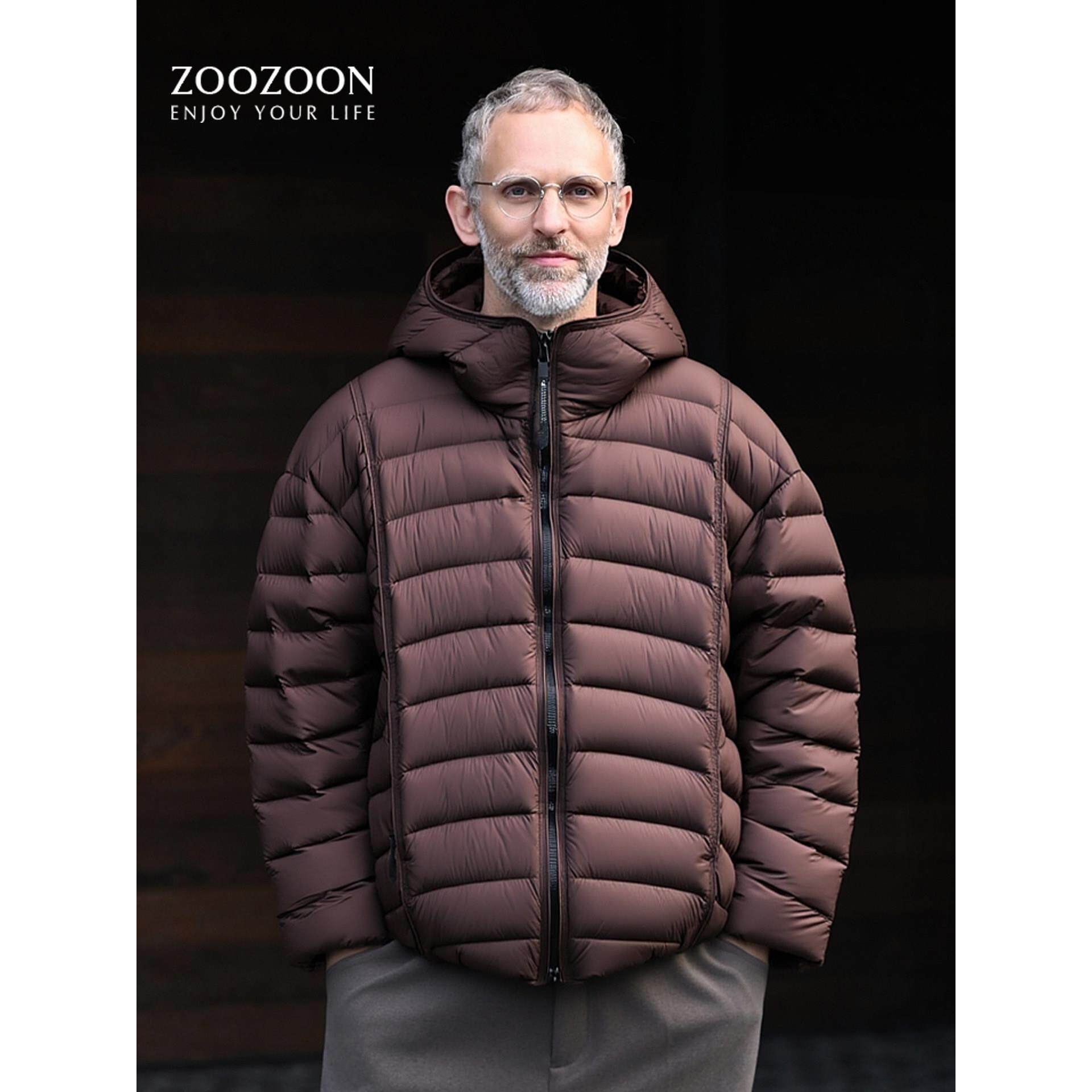 羽绒服男士2025年冬季新款纯色连帽短款高充绒量保暖排骨外套男款