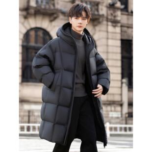 322g高充绒量羽绒服男冬季中长款加厚面包服男士过膝连帽保暖外套