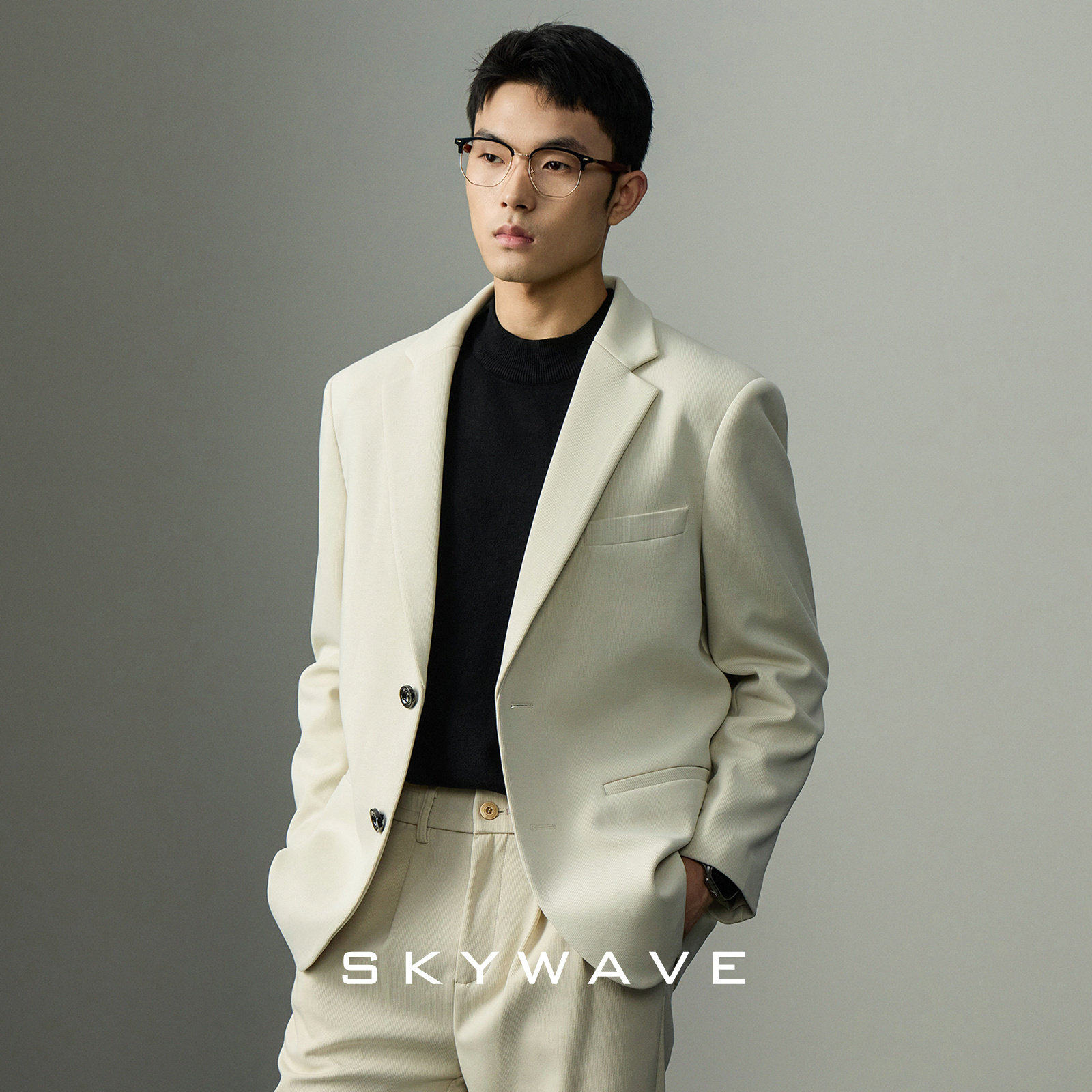 【轻奢棉氨混纺】高级感米色休闲西服男士商务通勤轻熟风西装外套