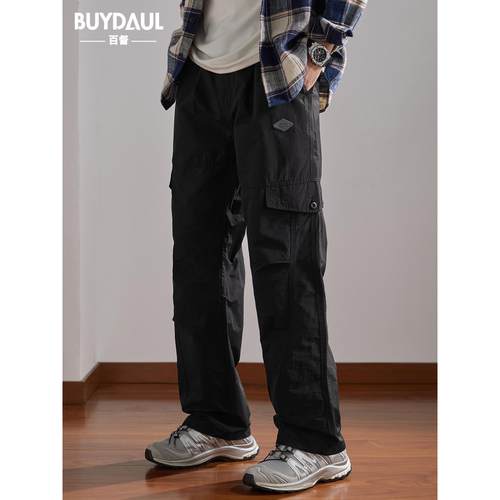 潮牌直筒工装休闲裤男士秋季2025新款宽松痞帅户外登山机能冲锋裤