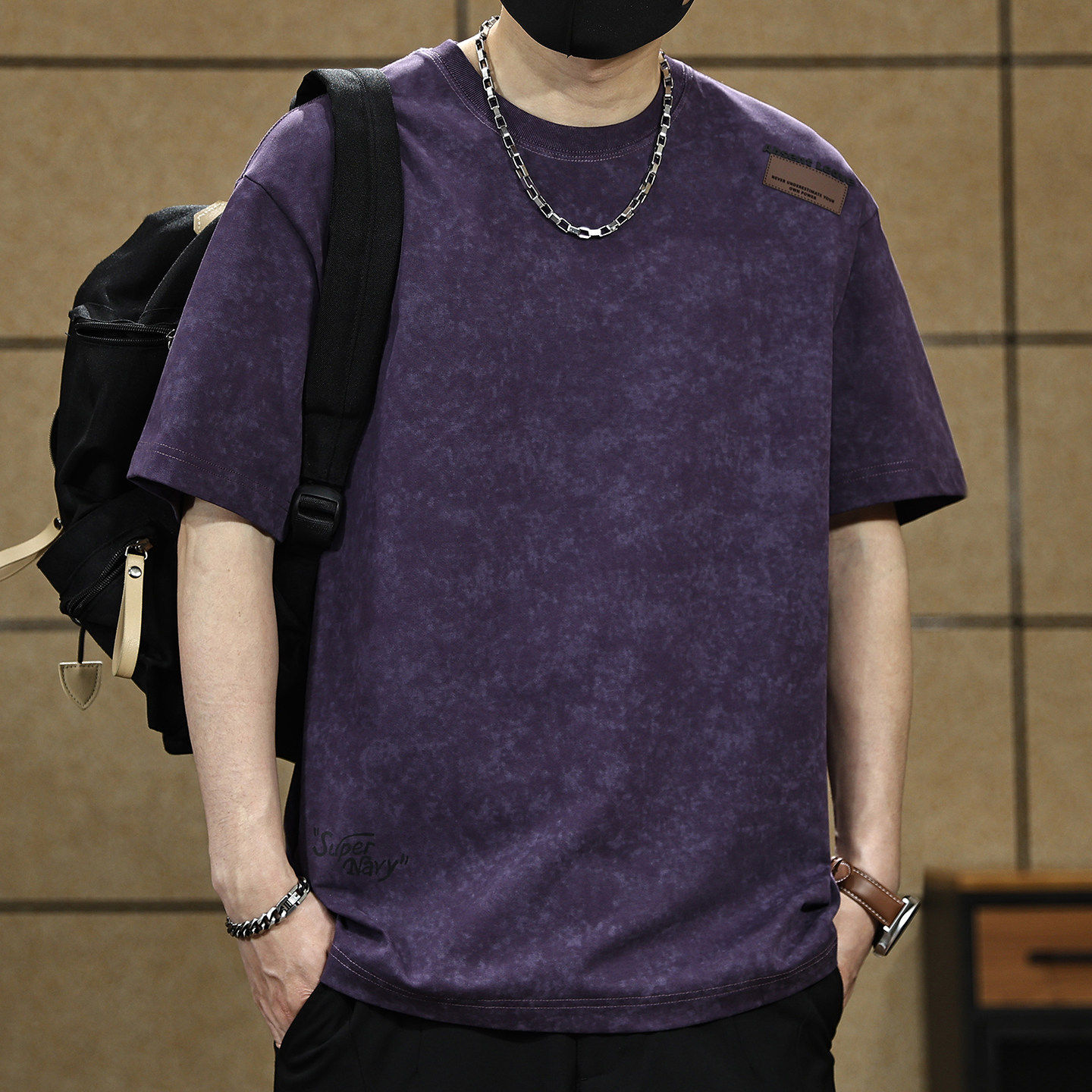 纯棉重磅印花男士短袖T恤2026夏季新款宽松大码半袖体恤上衣男款