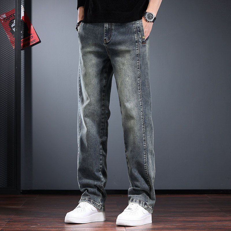 美式复古牛仔裤男秋冬款潮牌高级感休闲水洗做旧耐磨宽松直筒长裤