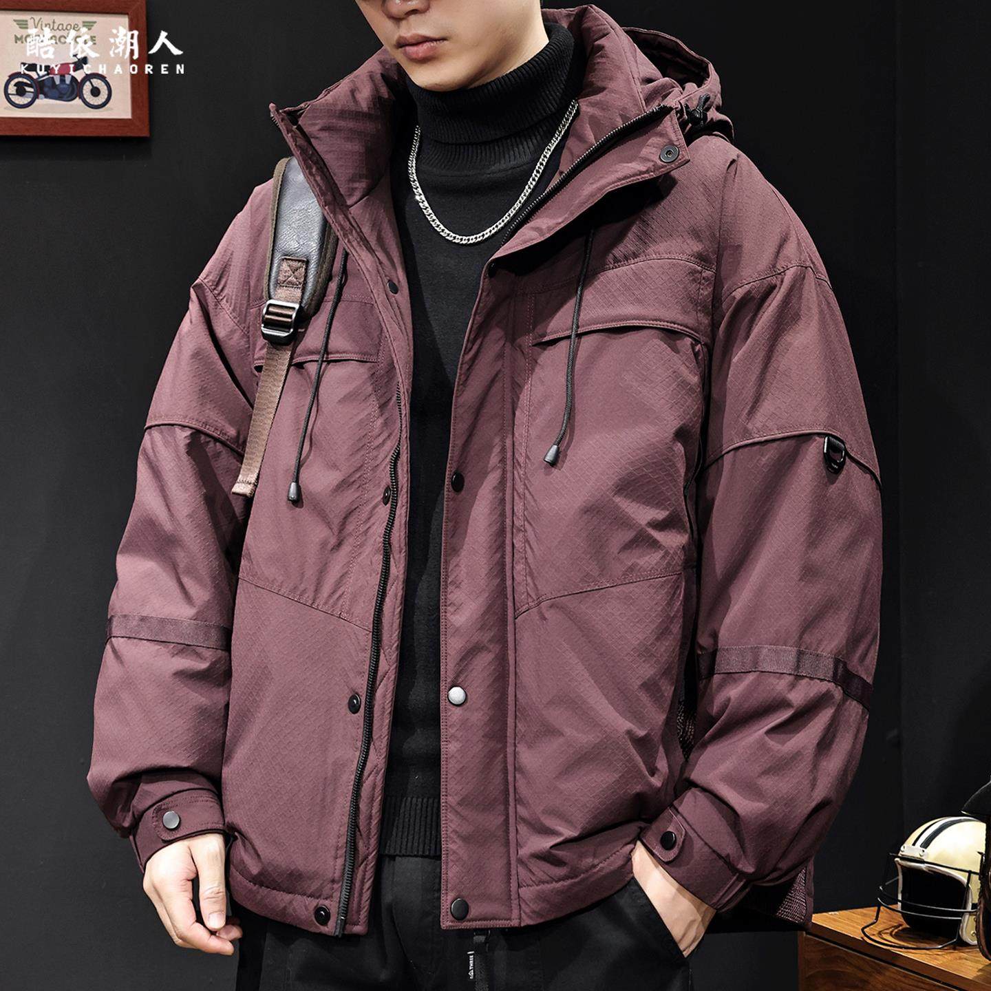 2025新款羽绒服男冬季潮牌加厚保暖连帽工装外套防寒冲锋衣