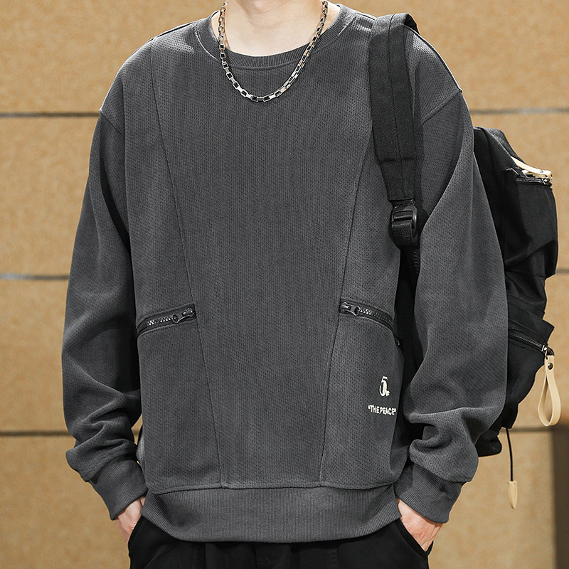 拉链口袋卫衣男2026新款重磅男装大码男士潮牌针织衣服春秋季长袖
