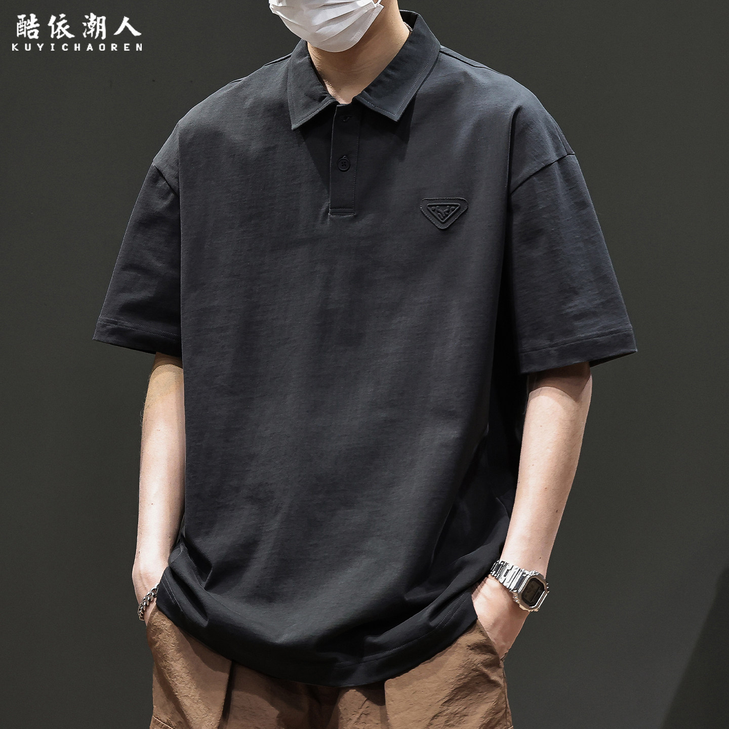 美式纯棉POLO衫男士短袖T恤夏季2026新款宽松加大码翻领潮流衣服