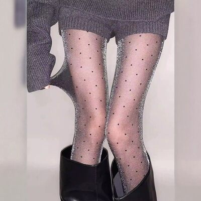 没人能拒绝波光珠光黑丝！性感连裤袜修身显瘦提臀连体丝袜&