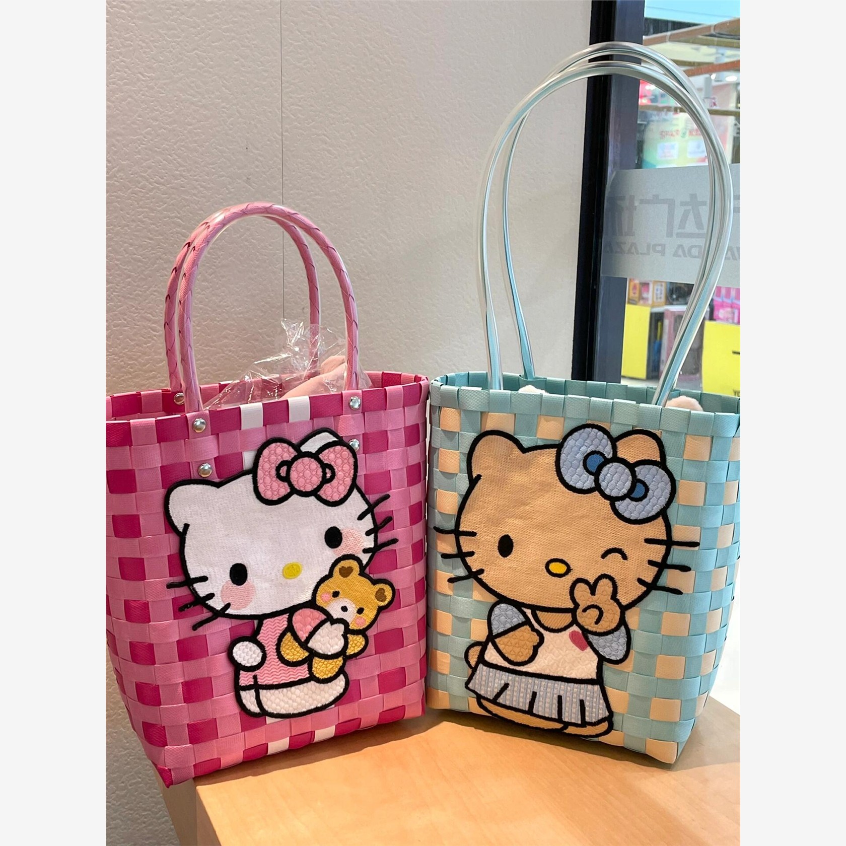 kitty包包原创夏威夷卡通编织包hellokitty手提包菜篮子可爱女包