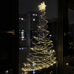 【窗户上的圣诞树】低成本发光圣诞树客厅阳台玻璃氛围感装饰挂件
