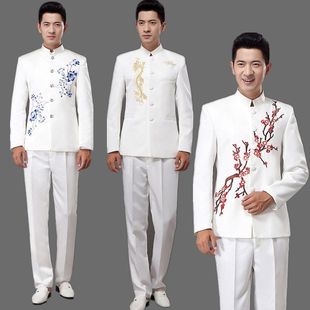 中山装演出服男立领中国风男婚礼大合唱新中式五四青年主持人礼服