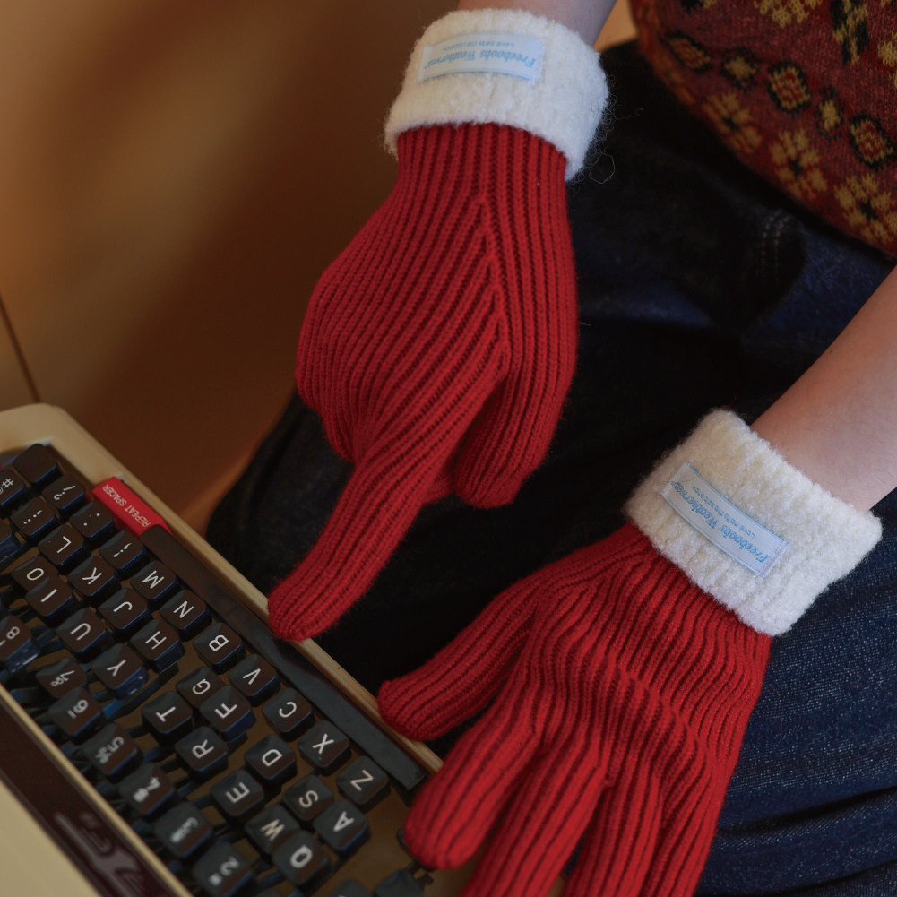 大小波 小羊卷边拼色手套触屏针织情侣可爱滑雪秋冬男女五指长款,服饰配件/皮带/帽子/围巾,手套,淘宝优惠券,粉丝福利购,淘宝优惠卷