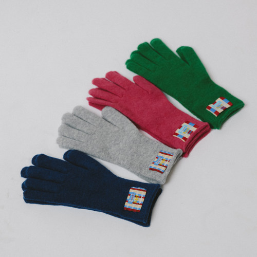 大小波奶酥卷边针织手套