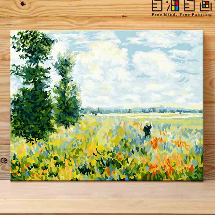 自油自画 数字油画diy手工填色客厅风景油彩画名画韦特伊莫奈花园
