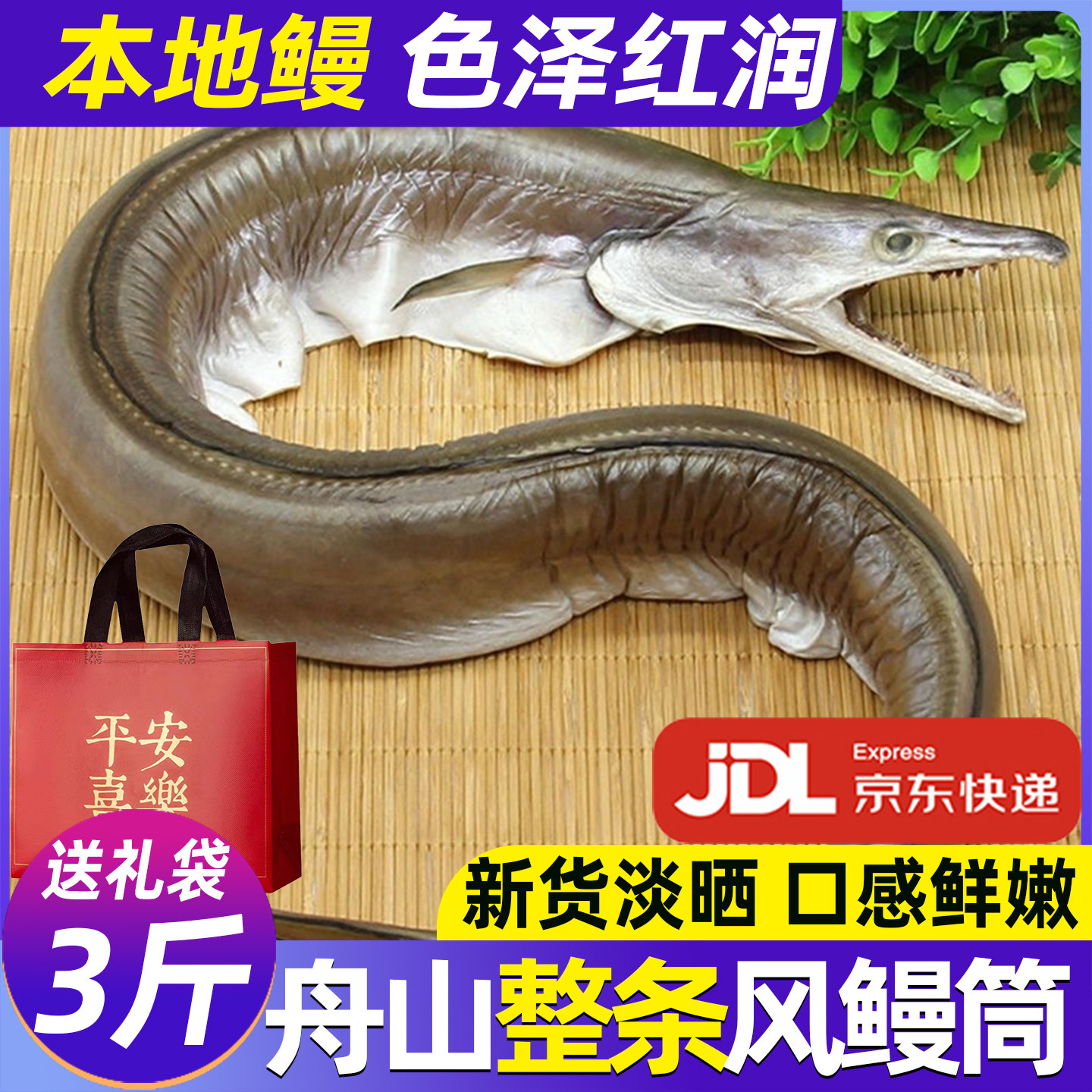 风鳗筒整条舟山特产海鳗鱼干东海淡晒干大号鳗鱼筒鳗鱼鲞海鲜干货