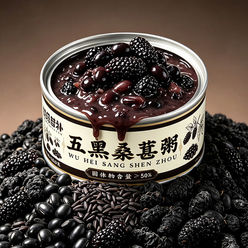 五黑桑葚粥速食代餐粥开盖即食五黑粥懒人早餐杂粮黑米粥