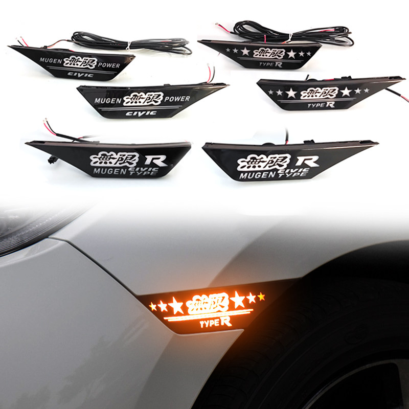 适用于16-21款本田十代思域改装LED叶子板灯流水转向灯侧边行车灯