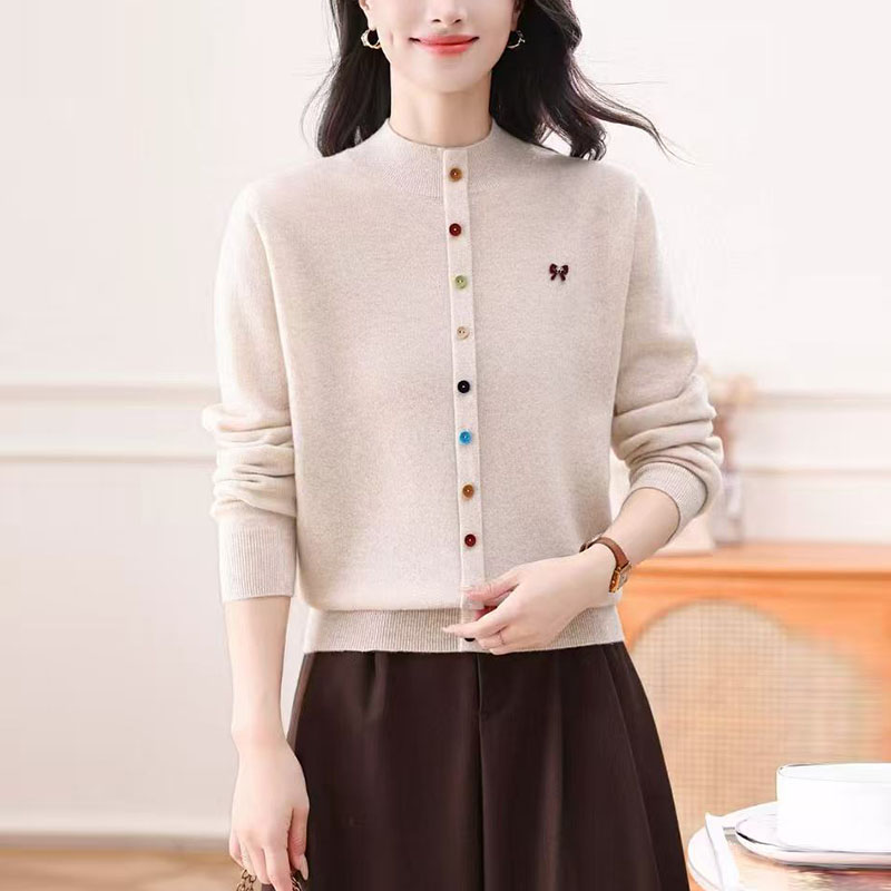 羊毛衫女100纯羊毛衣女款2025新款高级感内穿搭针织衫双鹿羊绒衫