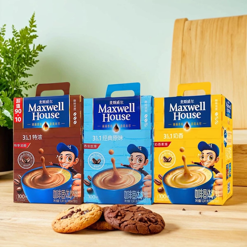 麦斯威尔特浓三合一速溶咖啡盒装