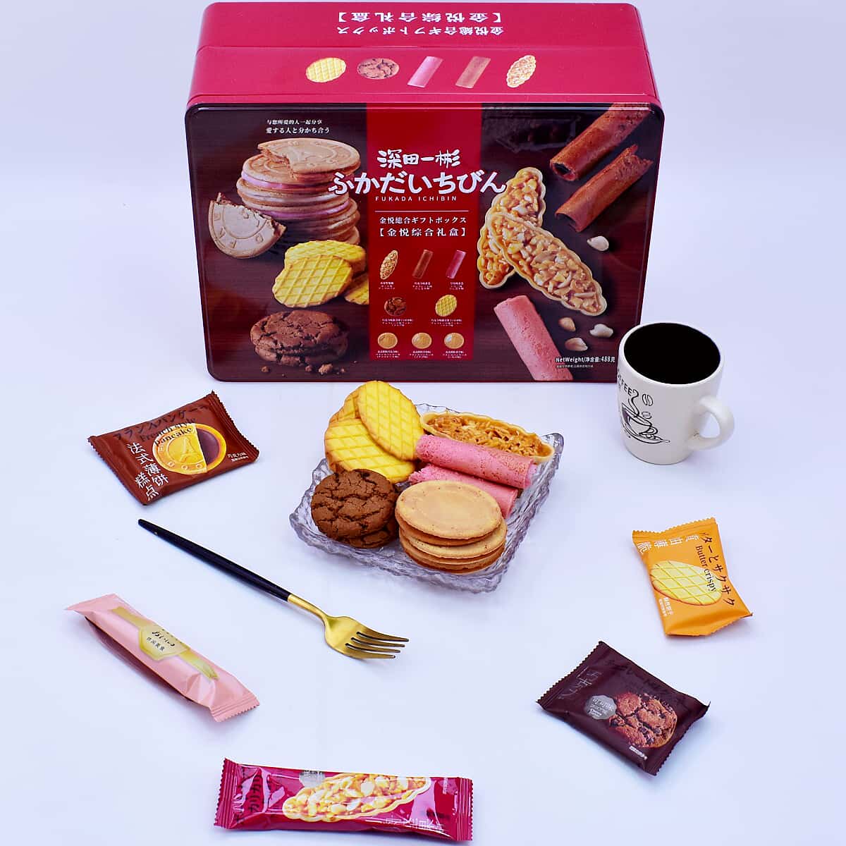 深田一彬488g金悦综合礼盒送礼礼饼双层糕点心礼盒办公室休闲零食