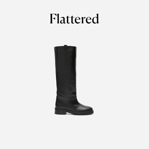 Flattered圆头显瘦直筒骑士靴女