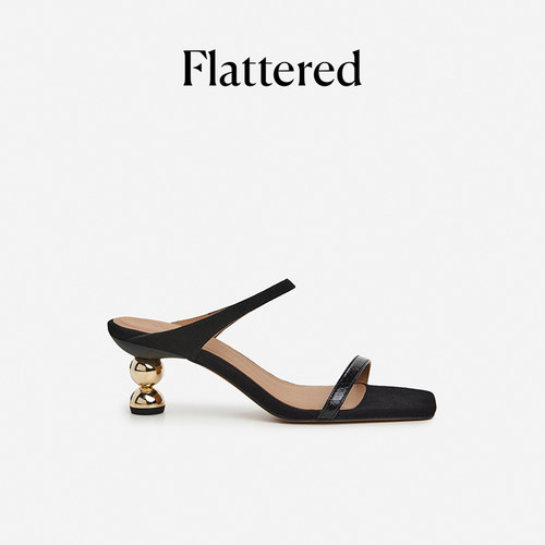 Flattered金珠跟优雅方头凉鞋