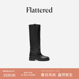 明星同款 Frances女士牛皮直筒骑士靴显瘦及膝靴长筒靴 Flattered