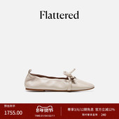 圆头平底单鞋 Flattered Polly女士羊皮手工蝴蝶结褶皱芭蕾舞鞋
