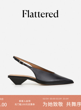Flattered Avalon女士羊皮尖头低跟通勤包头凉鞋手工单鞋2026新款