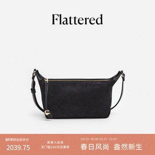 Flattered 单肩斜挎水桶包小方包 Ru女士麂皮枕头包手工金珠时尚